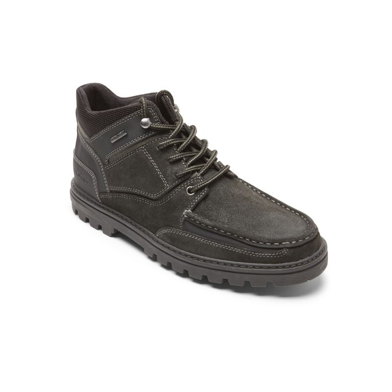 Nwt Rockport Mens Black Waterproof Non-Slip Round Toe Leather Boots Shoes 10 M